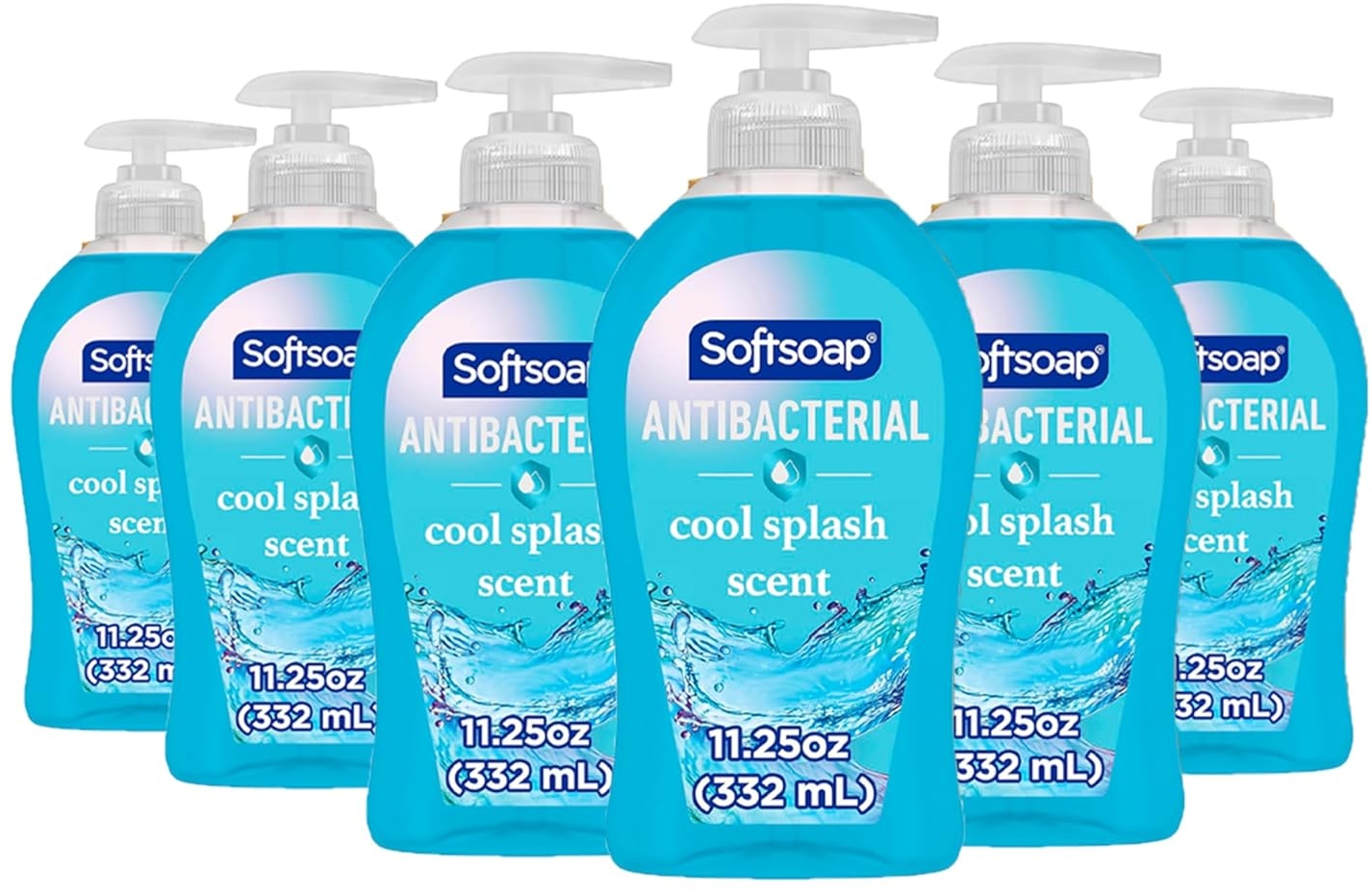 Softsoap Antibacterial Hand Soap, Eliminates 99% of Bacteria, Cool Splash, 6-Pack