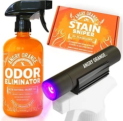 ANGRY ORANGE Pet Odor Eliminator Kit for Dog/Cat Urine, 24oz Citrus Spray