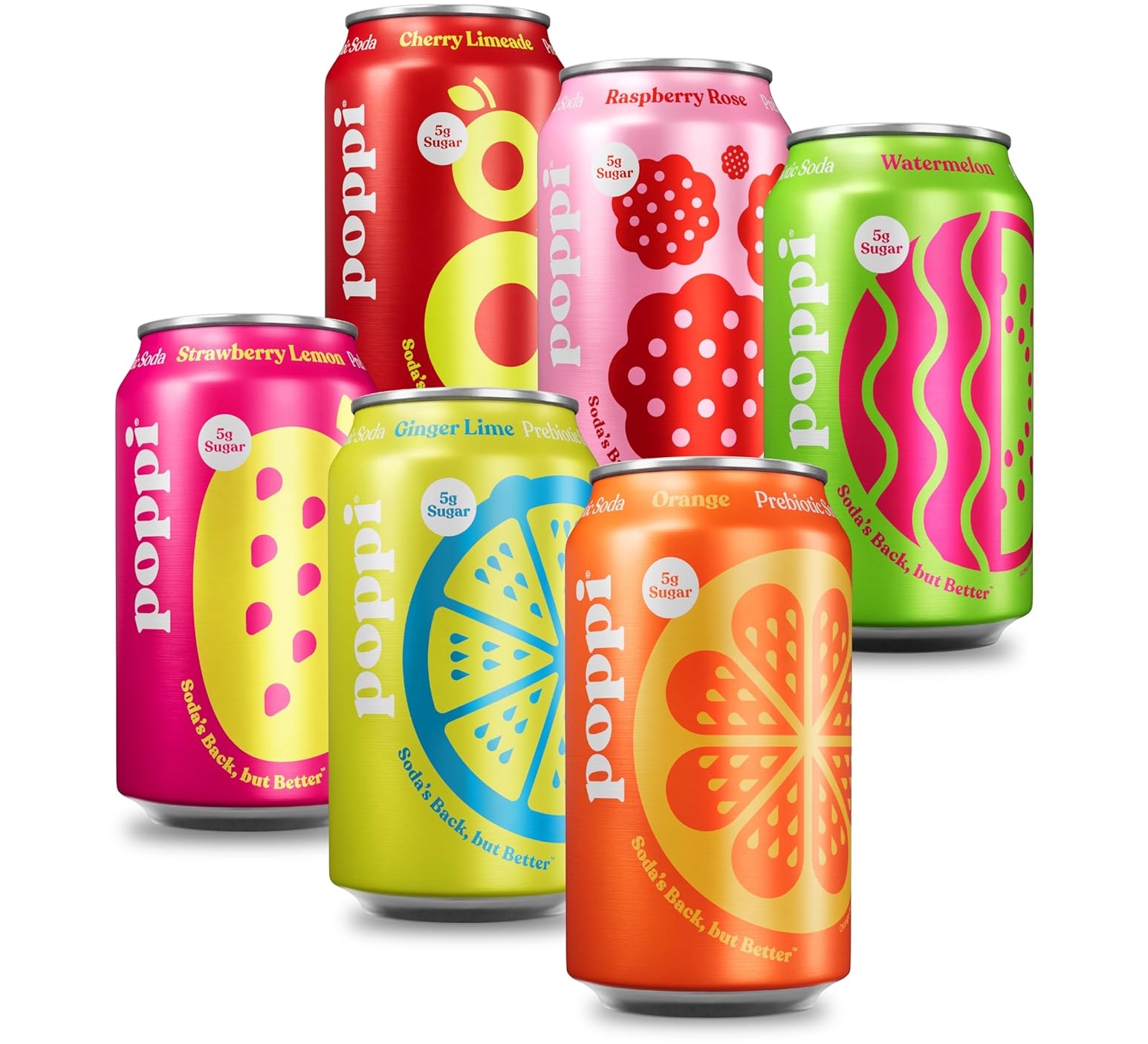 Poppi Prebiotic Soda, Sparkling Water & Fruit Juice, Fun Favorites, 12 Oz, 12 Pack