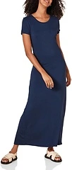 Essentials Women's Short - Sleeve Maxi Dress, Flowy, Navy, Large
