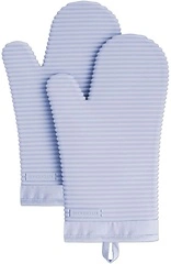 KITCHENAID Ribbed Soft Silicone Oven Mitt 2 - Pack Set, 7.5"x13", Lavender Cream