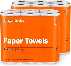 Amazon Basics 2-Ply Flex-Sheets Paper Towels, 12 Rolls, 150 Sheets per Roll