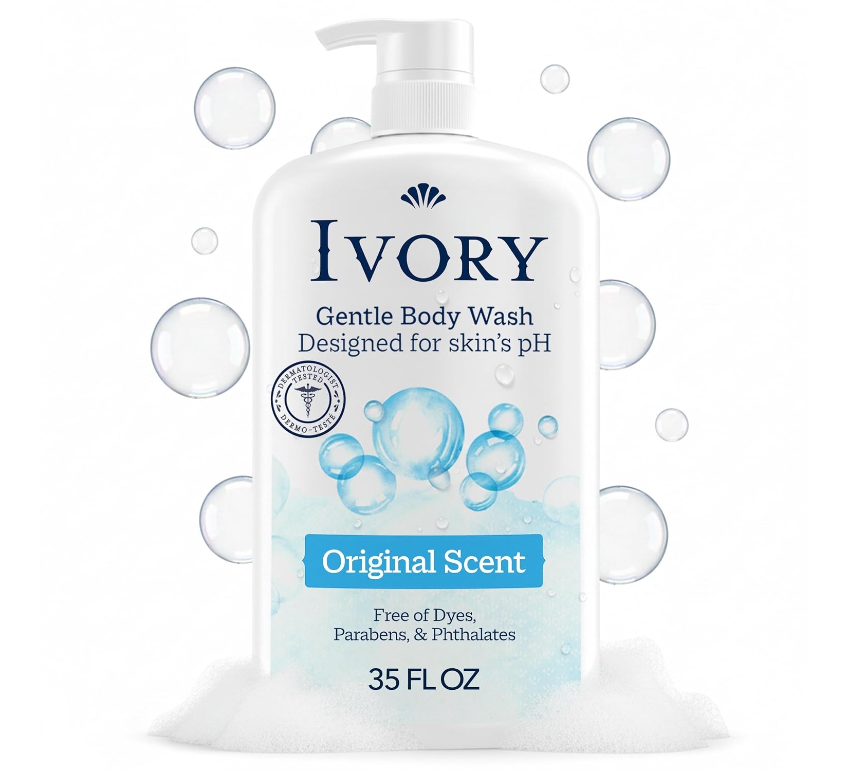 Ivory Body Wash, Gentle Formula for Sensitive Skin, Original Scent, 35 oz