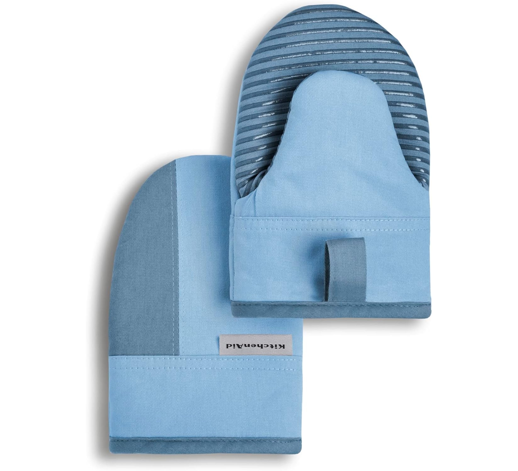 KitchenAid Two-Tone Non-Slip Mini Oven Mitt Set, Blue Velvet/Blue Heaven, 2 Piece