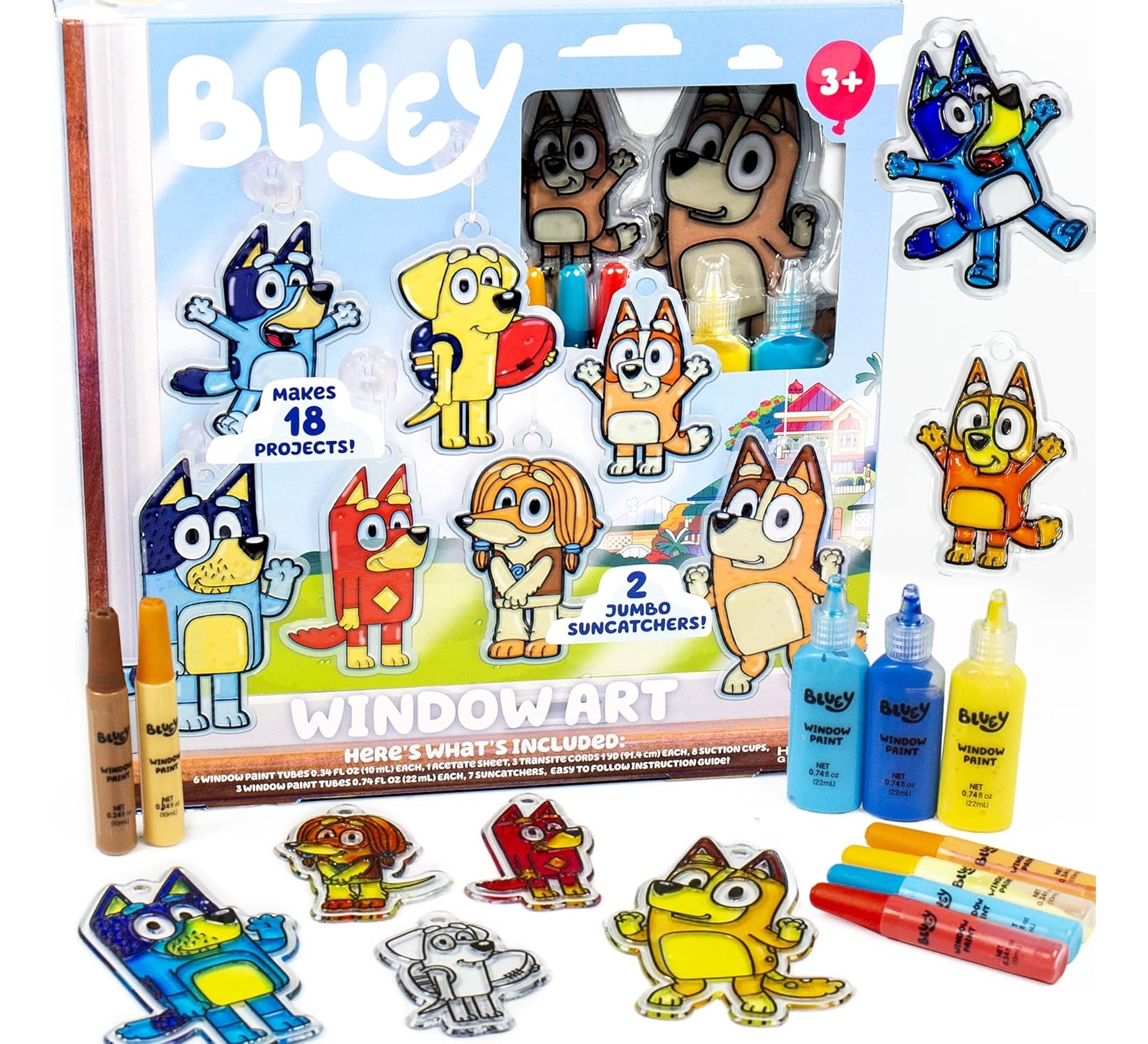 Bluey Window Art Suncatchers Kit for Kids to Paint, Great Craft Activity