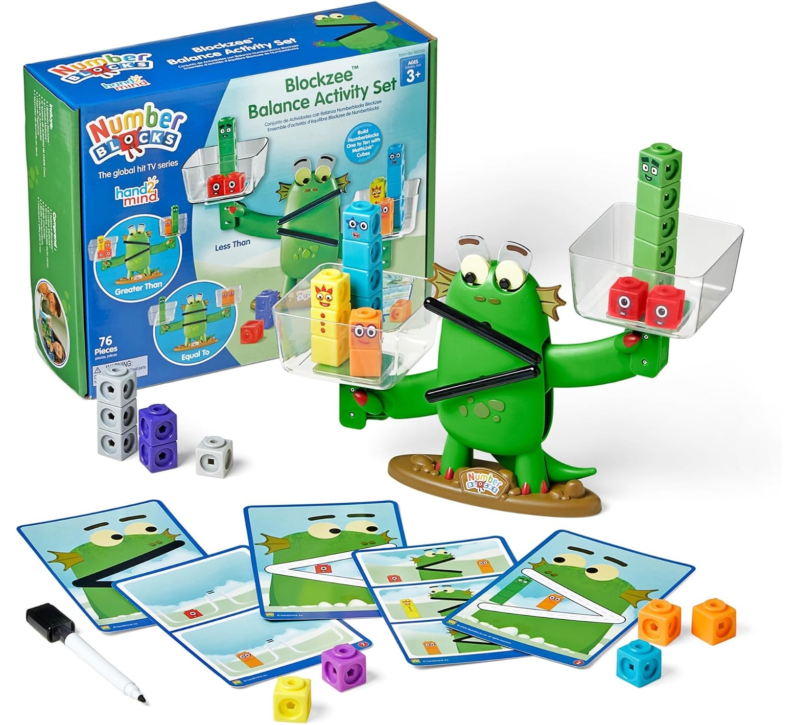 hand2mind Numberblocks Blockzee Balance Activity Set, 61 MathLink Cubes