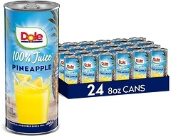 Dole 100 Pineapple Juice, No Added Sugar, Excellent Source of Vitamin C, 24 Pack