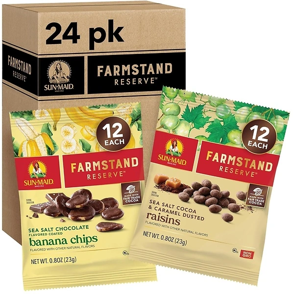 Sun-Maid Farmstand Reserve Variety Pack, 24 Count, 0.8 oz Snack Bags
