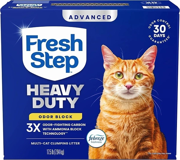 Fresh Step Heavy Duty Odor Block Multi Cat Clumping Litter with Febreze, 17.5 lb