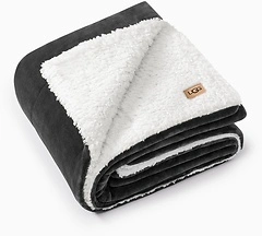 UGG Nita Throw Blanket, Soft Reversible Plush, 50"x70", Charcoal Grey