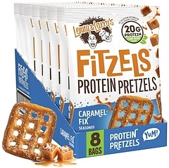 Lenny & Larry's FITZELS Protein Pretzels, Caramel Fix, 8 Bags, 20g Protein each