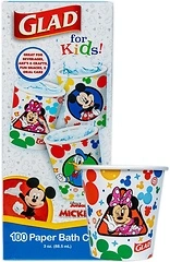 Glad for Kids Disney Mickey Mouse Disposable Mini Paper Cups, 3 oz, 100 Count