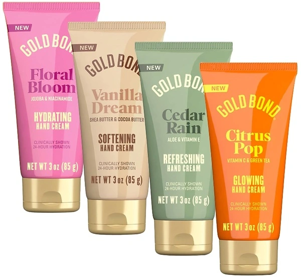 Gold Bond Scented Hand Cream Set, Everyday Hydrating Cream, 3 oz, 4 Pack