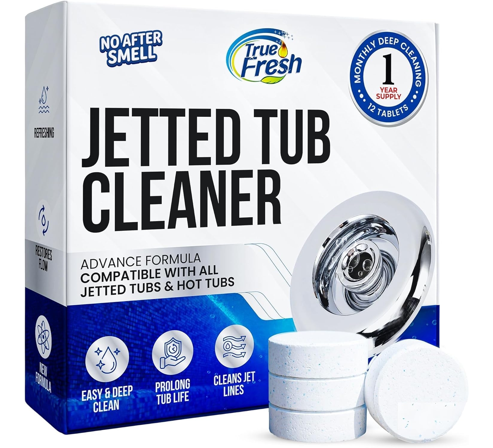 True Fresh Jetted Tub Cleaner Tablets – 12 Tablets for Whirlpool Jets & Spa Systems