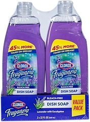 Clorox Fraganzia Liquid Dishwashing Soap, Lavender Scent, 22 Fl Oz, Pack of 2