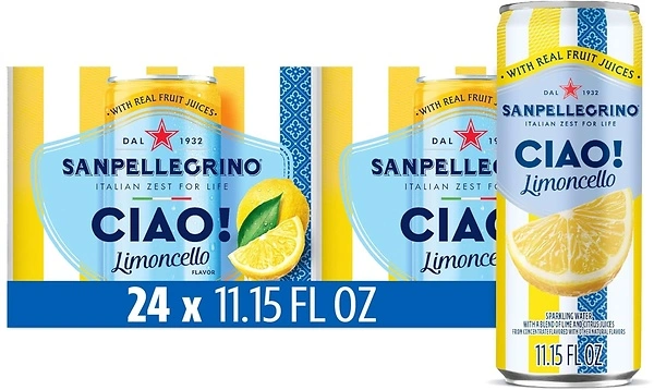Sanpellegrino Ciao Limoncello Flavored Sparkling Water, Italian Sparkling Water, 24Pk