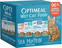 Optimeal Wet Cat Food Variety Pack - Sea Protein Selection, 12 Pouches, 3oz each