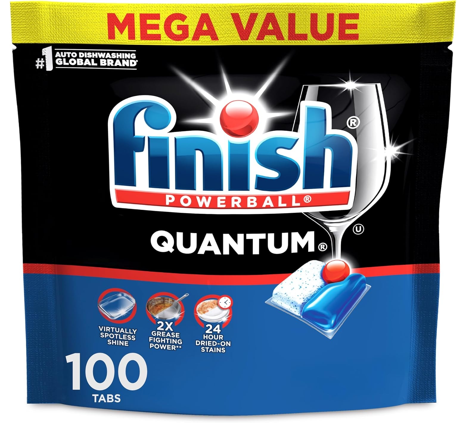 Finish Quantum Dishwasher Pods, No Pre-Rinse Detergent, 100 Count