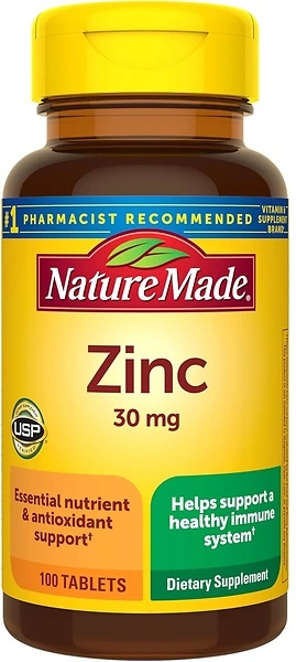 Nature Made Zinc 30 mg, Dietary Supplement for Immune Health, 100 Tablets