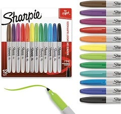 Sharpie Permanent Markers, Fine Tip, 12 Count - Quick Drying, Fade Resistant