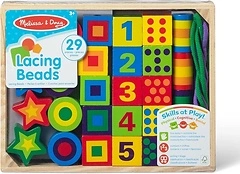 Melissa & Doug Deluxe Wooden Lacing Beads - 27 Beads and 2 Laces