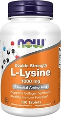 NOW Foods L-Lysine Hydrochloride 1,000 mg, Double Strength, 100 Tablets