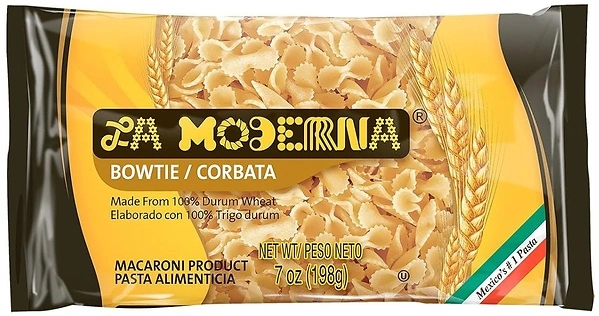LA MODERNA Bow Tie Corbata Pasta, 7 oz, Enriched Durum Wheat, Kosher, Non-GMO