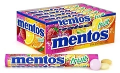 Mentos Chewy Mint Candy Roll, Fruit, 14 Pieces Per Roll, 15 Count Pack