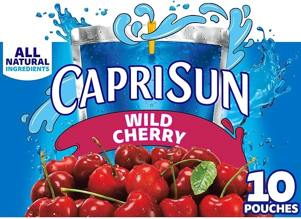 Capri Sun Wild Cherry Juice Drink Blend, 10 ct Box, 6 fl oz Pouches