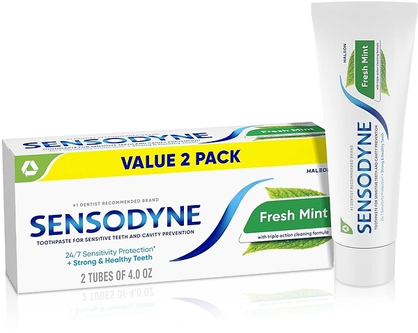 Sensodyne Fresh Mint Sensitive Toothpaste, ADA Accepted, 4 oz, Pack of 2