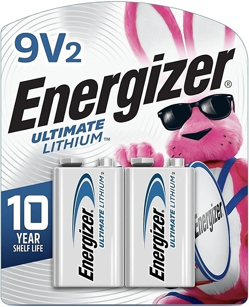 Energizer Ultimate Lithium 9V Batteries (2 Pack), Lithium 9 Volt Batteries