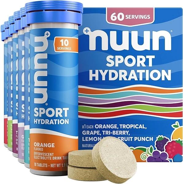 Nuun Sport Electrolyte Tablets, Magnesium, Calcium, Potassium, 6 Pack (60 Servings)