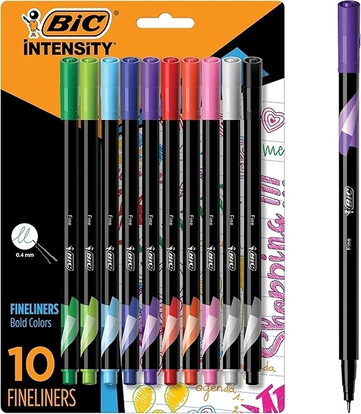 BIC Intensity Fineliner Marker Pen Set, Fine Point (0.4 mm), 10 Count