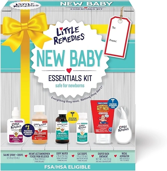 Little Remedies New Baby Essentials Kit with Saline Spray, Diaper Rash Cream & More