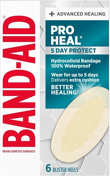 BAND-AID Pro Heal 5 Day Protect, Hydrocolloid Waterproof Blister Bandages, 6 ct