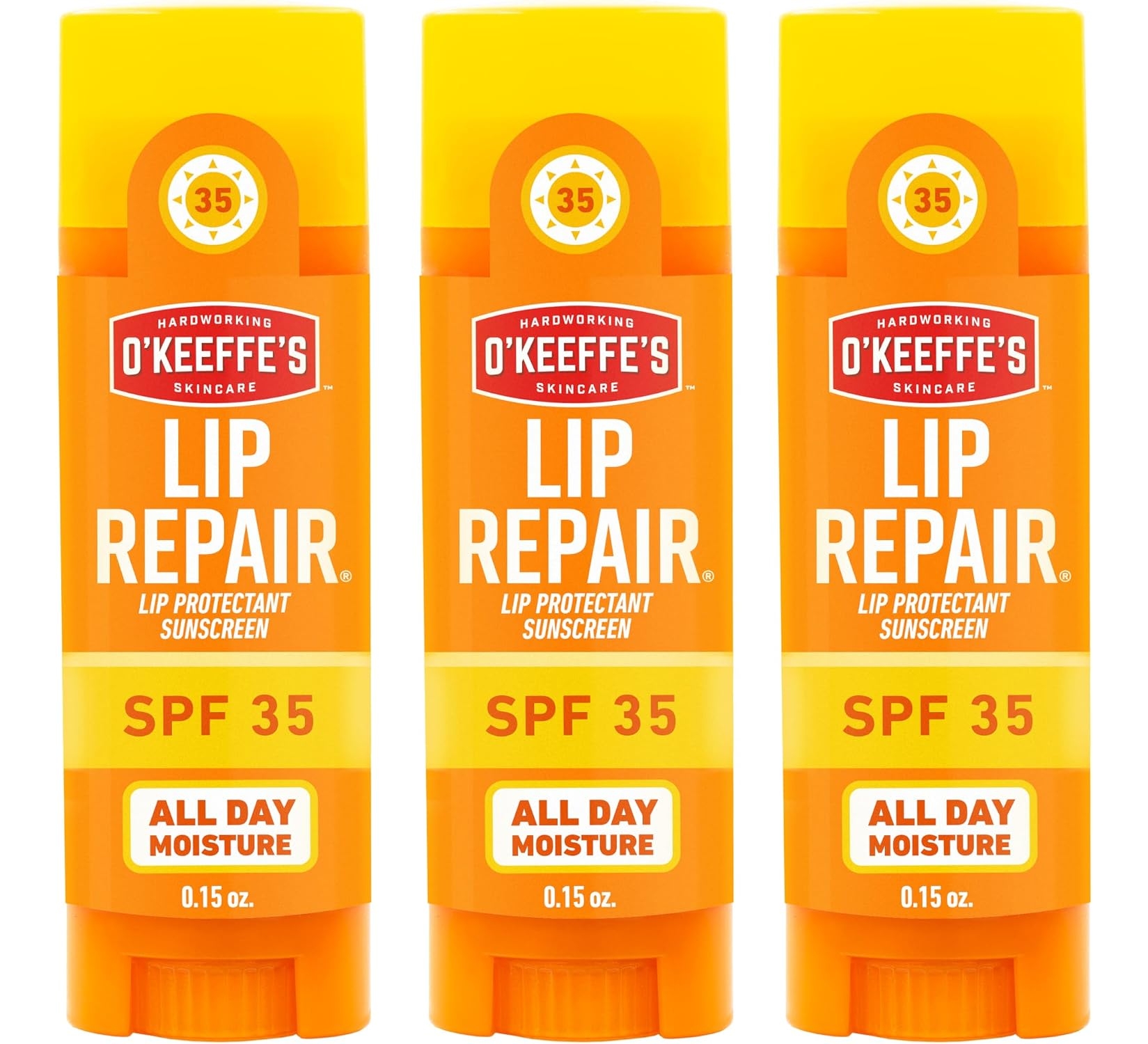 O'Keeffe's Lip Repair SPF 35 Lip Balm Stick, 3 Pack - Moisturizer for Dry Lips