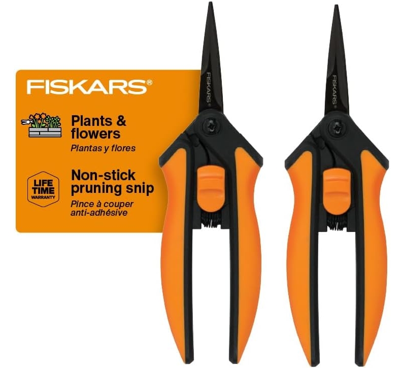 Fiskars 6" Pruning Scissors (2-Pack) for Flowers, Buds, Weeds, Garden Snips