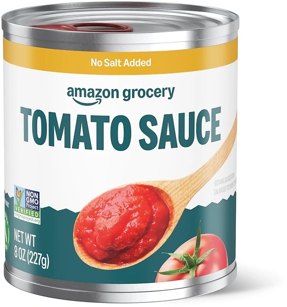 Amazon Fresh Tomato Sauce, No Salt Added, 8 Oz