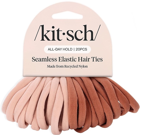 Kitsch Nylon Hair Ties, No Damage, Stretchable Hair Bands, Blush, 20 Pcs