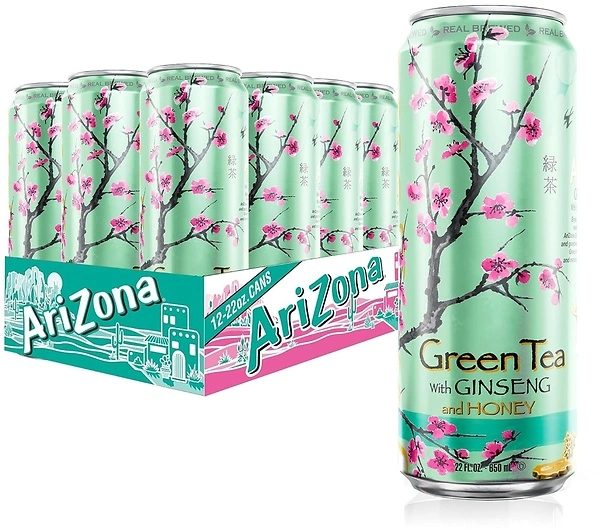 AriZona Green Tea with Ginseng and Honey - Big Can, 22 Fl Oz (Pack of 12)