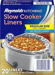 Reynolds Kitchens Slow Cooker Liners, 20 Count, Fits 3-8 Quart, BPA-Free