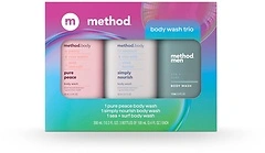 Method Body Wash Gift Set, Pure Peace, Simply Nourish, Sea + Surf, 3.4 oz Bottles