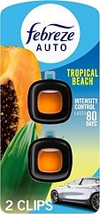 Febreze AUTO Air Freshener, Odor-Fighting Vent Clip, Tropical Beach, 2 Count