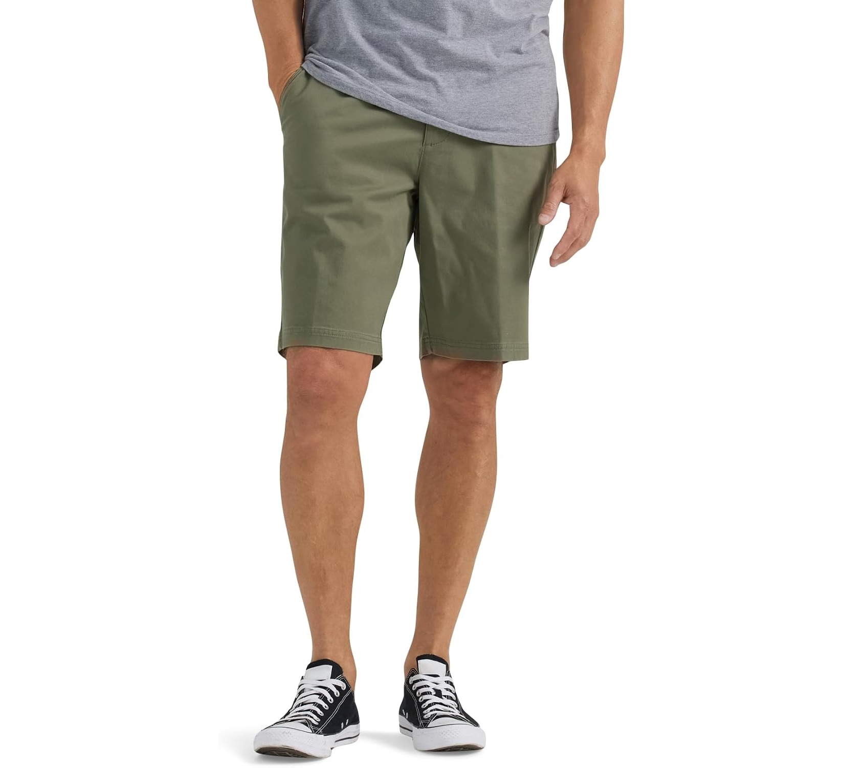 Lee Men's Extreme Motion Flat Front Short, Olive Grove, 29
