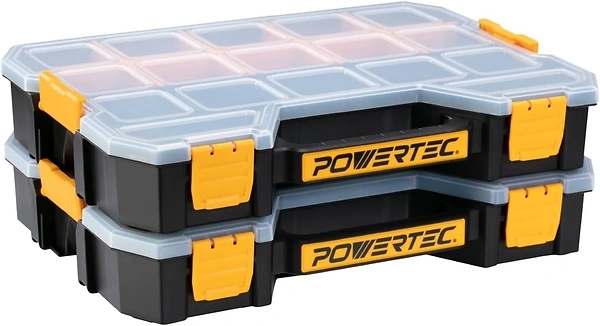 POWERTEC Stackable Tool Box Organizer, 17 Compartments, 2-Pack