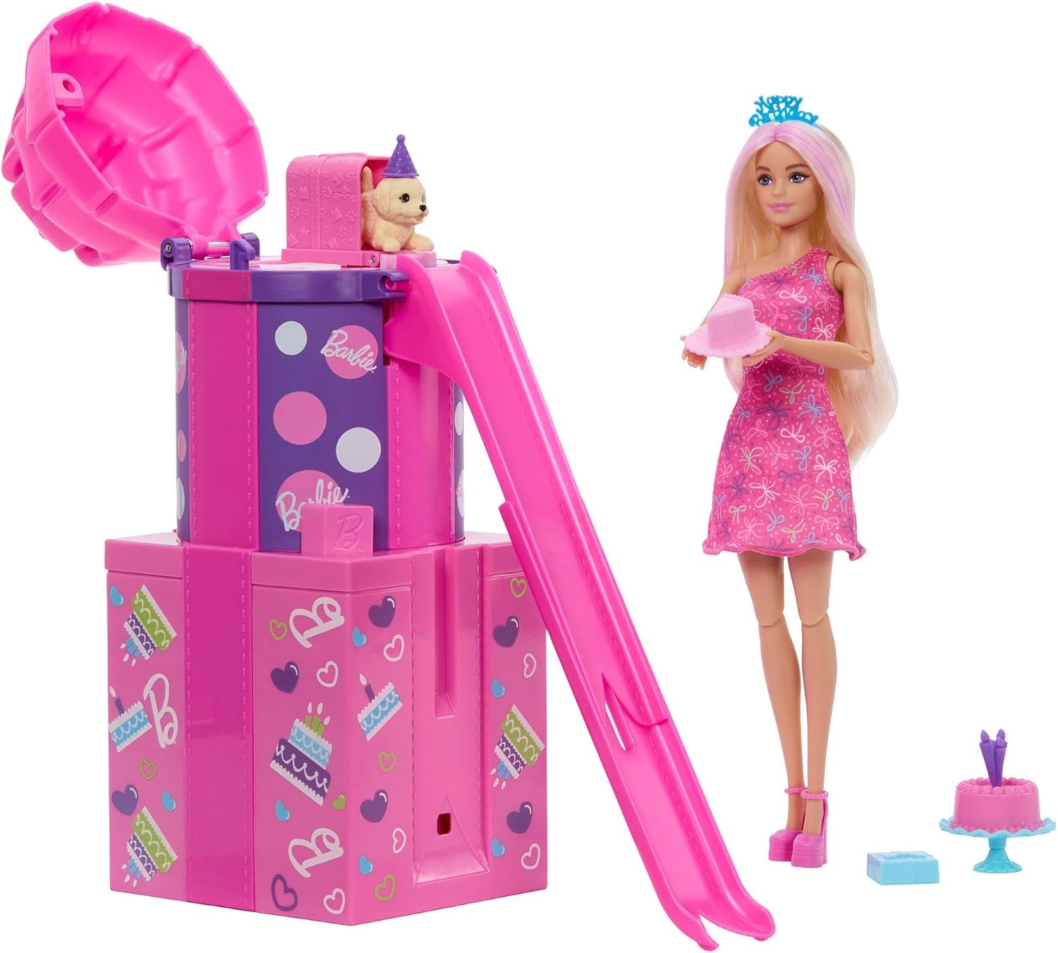 Barbie Rise & Surprise Doll & Accessories, Pet Birthday Series with 12 Surprises