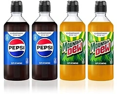 Sodastream Pepsi, MTN Dew New Pour Bottle Variety Pack, 440ml (Pack of 4)
