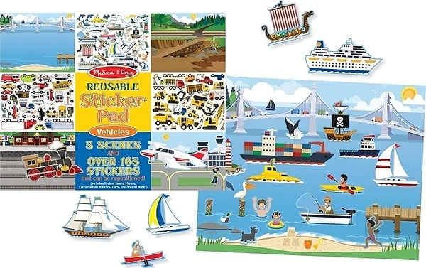 Melissa & Doug Reusable Sticker Pad: Vehicles - 165+ Reusable Stickers