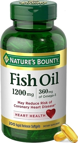 Nature's Bounty Fish Oil Omega 3 Supplements, 1200 Mg, 200 Softgels