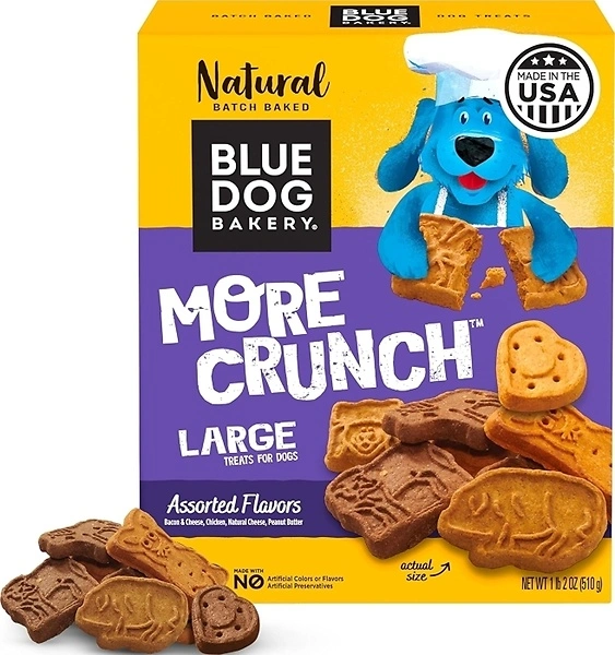 Blue Dog Bakery Natural Dog Treats, More Crunch Large, Assorted Flavors, 18oz